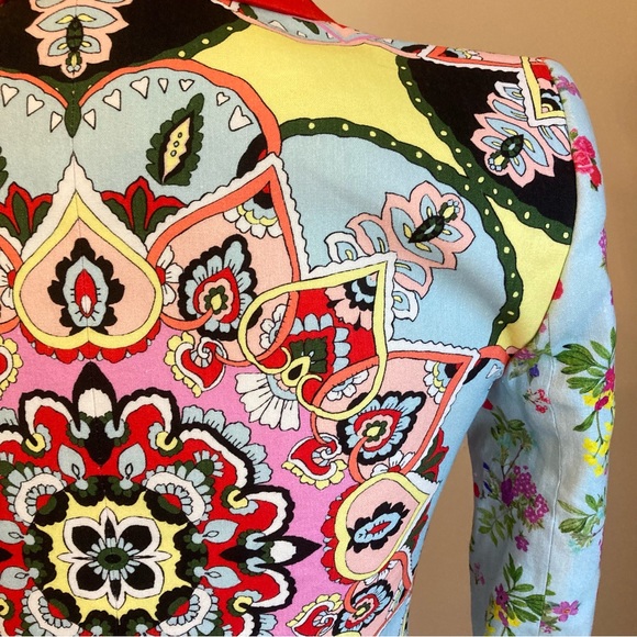 ALICE AND OLIVIA Nate Euphoria Paisley Floral Print Linen Blazer Jacket - Picture 14 of 16